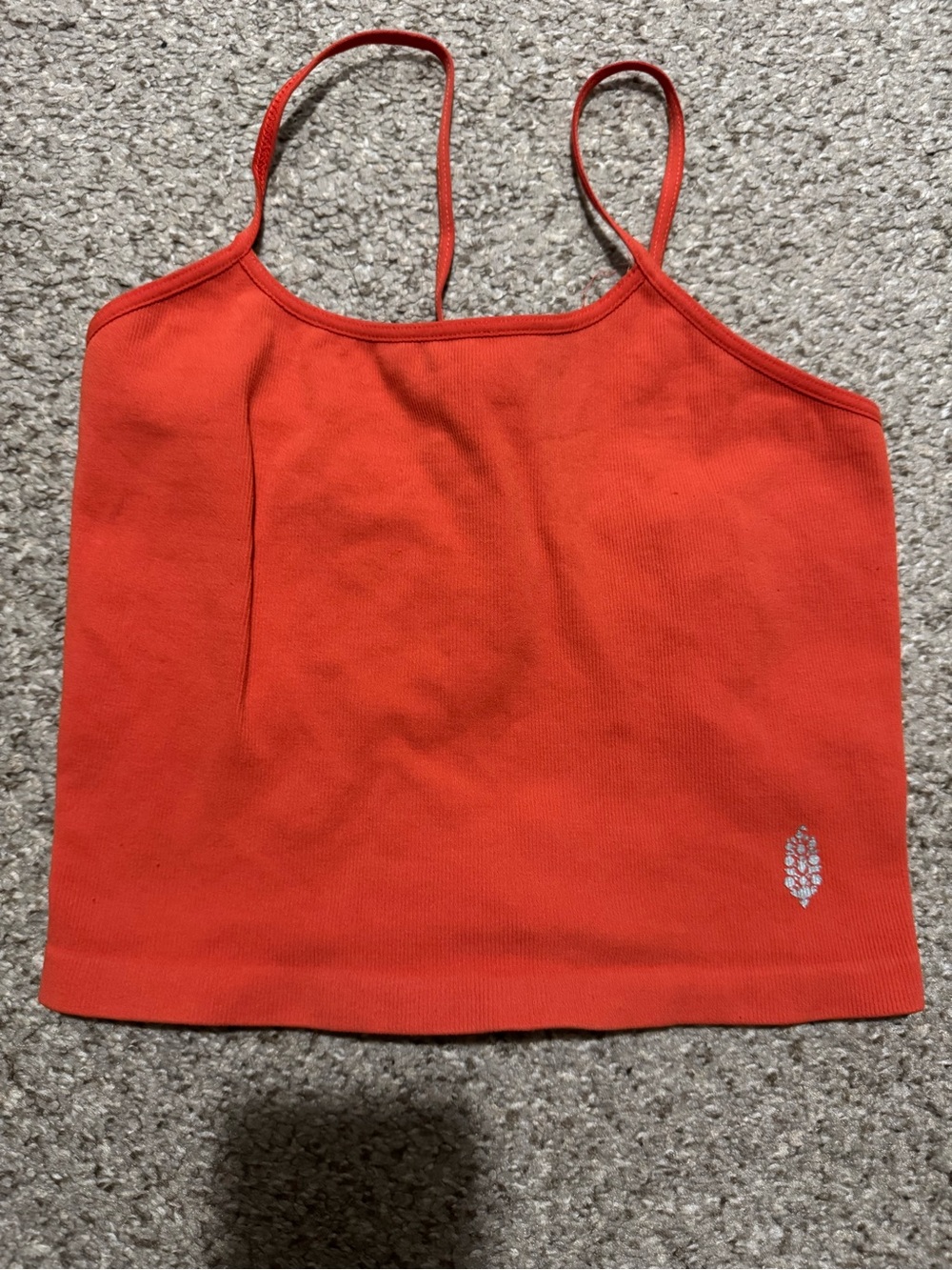 Free people tighten up Women's orange  Ribbed Spaghetti-Strap crop Tank Top xs/s
